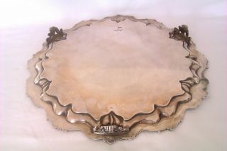 Solid Silver Ornate Edwardian Footed Tray Walker & Hall 1908 1161grms 9