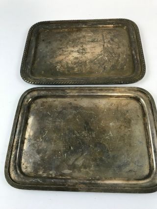 2 8x11 " Vintage Usn U.  S.  Navy Silver - Plate Trays Anchor