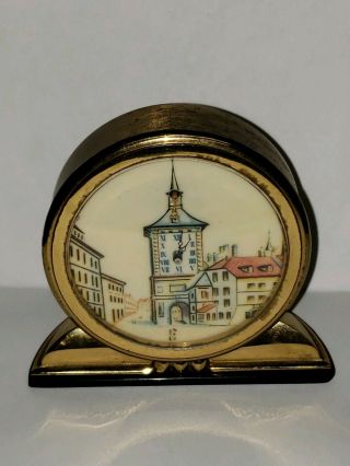 Vintage Rare Desk Clock Imhof Swiss Movement Zytglogge Face W/ Issues