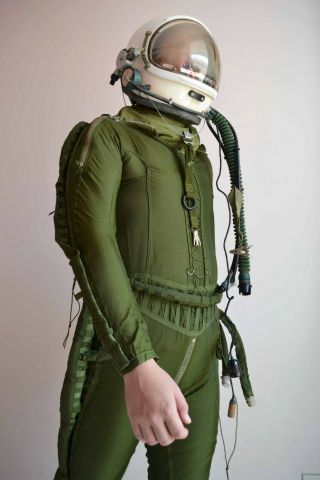 Militaria Aviation High Altitude Fighter Pilot Helmet,  Drop - Down Mask,  Anti G Suit