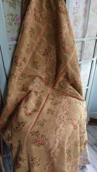 EXQUISITE PANEL ANTIQUE FRENCH SILK BROCADE ROSES & RIBBONS 19th century 4