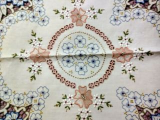 Museum Quality Colorful Madeira Cutwork & Embroidery Square Table Runner 18x18 