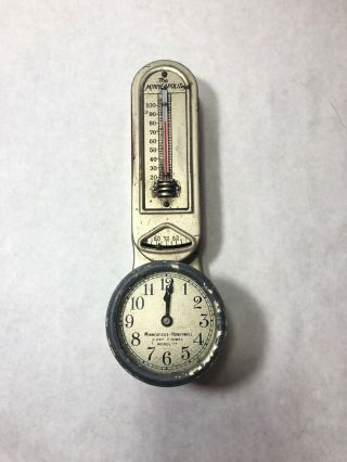 Antique Honeywell The Minneapolis Thermometer Clock Model 77 8 Day 7 Jewel