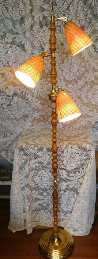Vintage Mid Century Floor Lamp 3 Cone Bulletfiberglass Fixtures Freeship