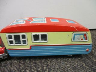 VINTAGE TIN LITHO HAJI CAMPER AND FRICTION CHRYSLER STATION WAGON 3