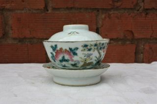 19th Century Chinese Famille Rose Tea Bowl And Stand Tongzhi