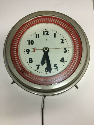 1940 ' s Vintage Industrial Neon Spinner Clock with Illusion Wheel - 15 