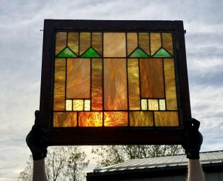Stunning Antique Arts And crafts Stained Glass Window 2