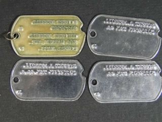 4 Vintage Military DOG TAGS Robert Merrill Lowell Mass x4 4