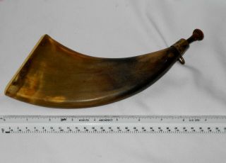 Norway Antler Horn Powder Horn.  Circa 1882 or earlier.  Signed but faint 2