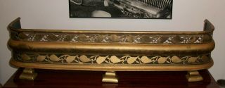 Antique Brass Fireplace Surround Fender.  Ornate.  Footed.