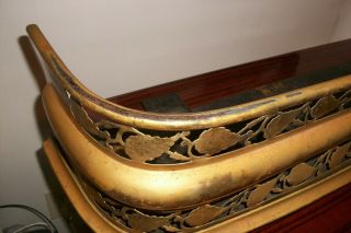 Antique Brass Fireplace Surround Fender.  Ornate.  Footed. 6