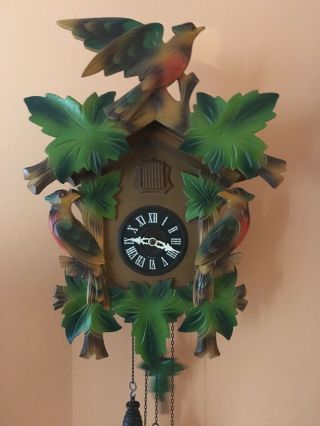 Vintage Cuckoo Clock Germany Widely Decorated