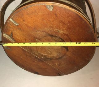 HUGE Antique Primitive Wooden Firkin Old Paint W/Lid AAFA Shaker Style Bucket 10