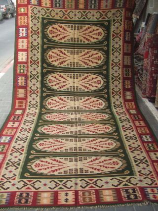 Antique Turkish Rug Carpet Kilim Rare Hand Made 360x185 - Cm / 141.  7x72.  8 - Inches