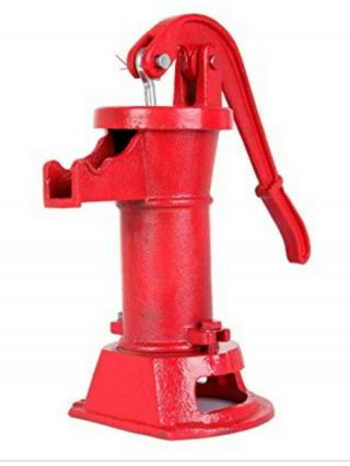 Well Water Hand Pump Red Cast Iron Outdoor Yard