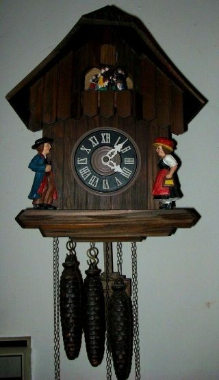 Vintage Black Forest Cuckoo Clock,  Musical Chalet,  1 Day