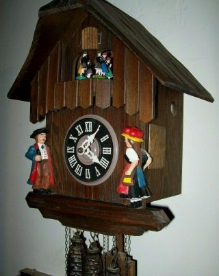 Vintage Black Forest Cuckoo Clock,  Musical Chalet,  1 Day 4