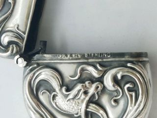 Antique Snake Serpent Sterling Silver Match Safe Vesta Case Roden Brothers 10