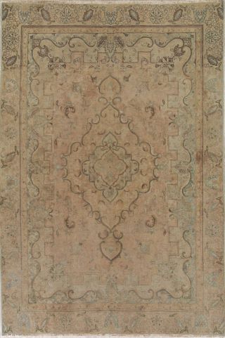 Antique Muted Peach Coral Persian Area Rug Distressed Oriental Faded Rug 8x11