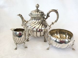 Antique German Silver Three Piece Tea Set