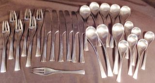 Vintage Dansk Jens Quistgaard Baldur 27 Pc.  Stainless Flatware Service Japan