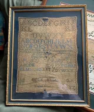 Antique 1832 American Folk Art Primitive Alphabet Sampler Chester County PA 2