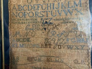 Antique 1832 American Folk Art Primitive Alphabet Sampler Chester County PA 8