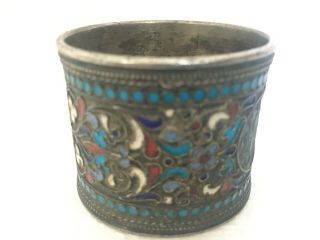 Antique Russian Silver Enamel Cloisonné Napkin Ring