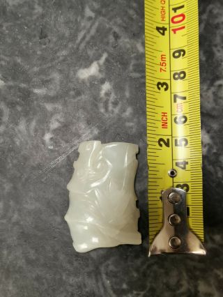 From Old Estate Chinese Qing White Jade Bamboo Ruyi Pendent Asian China 11