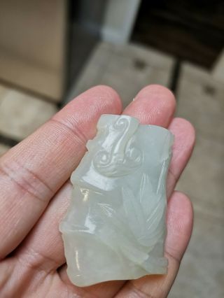 From Old Estate Chinese Qing White Jade Bamboo Ruyi Pendent Asian China 5