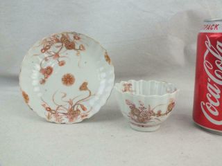 Kangxi 1662 - 1722 Chinese Porcelain Rouge De Fer Fluted Tea Bowl And Saucer