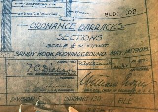 Blue Print Ornance Barracks Sandy Hook Proving Ground May 1st 1908 3