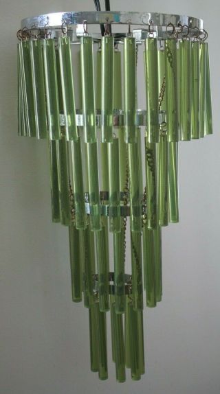 Mid Century - Hollywood Regency Or Late Deco Green Lucite Small Chandelier