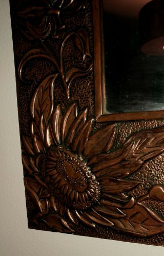 Arts & Crafts Copper Mirror.  Makers mark. 6