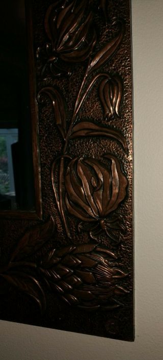 Arts & Crafts Copper Mirror.  Makers mark. 7