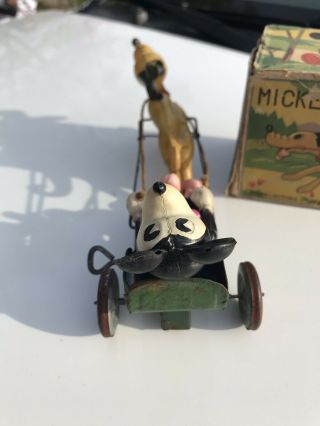 Rare Mickey And Pluto Cart Walt Disney Wind Up Toy 5