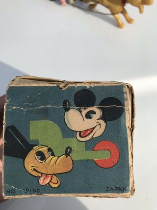 Rare Mickey And Pluto Cart Walt Disney Wind Up Toy 8