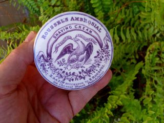 Antique,  ca 1860 Roussel ' s Shaving Cream,  USA Shaving Cream Jar pot lid 2