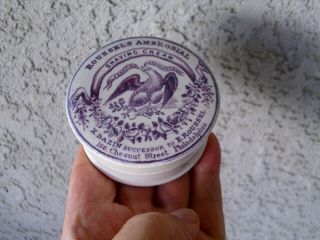 Antique,  ca 1860 Roussel ' s Shaving Cream,  USA Shaving Cream Jar pot lid 3