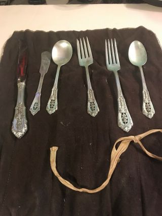 Rose Point By Wallace Sterling Silver Flatware Set For 7 (6pieces)