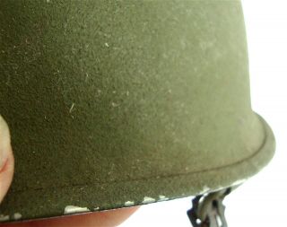 US WW2 M1 Helmet Front Seam Swivel Bale Shell Only W/ Chin Straps & Heat Numbers 5