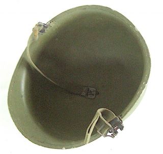 US WW2 M1 Helmet Front Seam Swivel Bale Shell Only W/ Chin Straps & Heat Numbers 8
