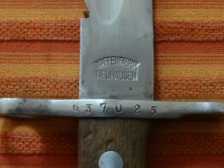 M1914 Swiss Army SAWBACK Pioneer Bayonet Scabbard,  Waffenfabrik Neuhausen 3