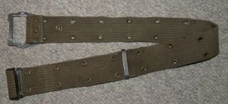Experimental? US Army Olive Green Cotton Canvas Pistol Belt With Odd Buckle 2
