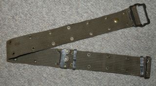 Experimental? US Army Olive Green Cotton Canvas Pistol Belt With Odd Buckle 3