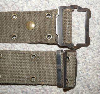 Experimental? US Army Olive Green Cotton Canvas Pistol Belt With Odd Buckle 4