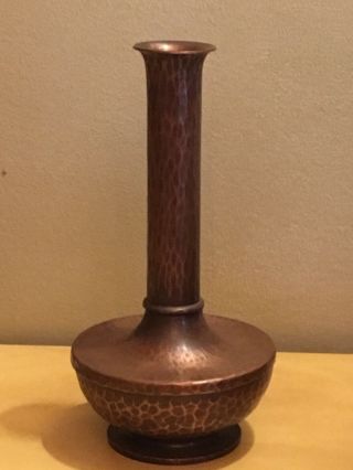 Antique Signed Roycroft American Beauty Hammered Copper Vase 2