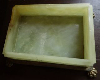 Antique CHINESE JADE BOX w/Carved Jade Insert,  Carnelian Elephant,  Turquoise 9