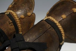 Japan Antique Edo yoroi gold Sune iron leg parts kabuto tsuba Armor katana Busho 4